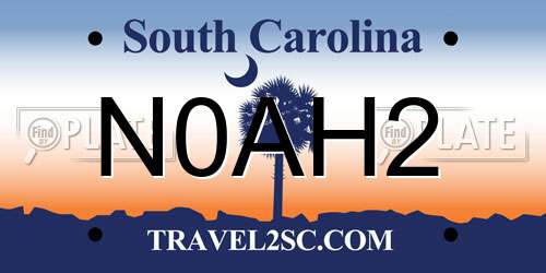N0AH2 South Carolina License Plate