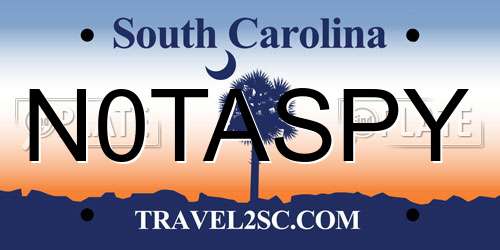 N0TASPY South Carolina License Plate