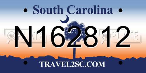 N162812 South Carolina License Plate
