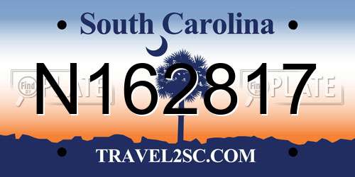 N162817 South Carolina License Plate
