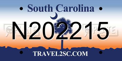N202215 South Carolina License Plate