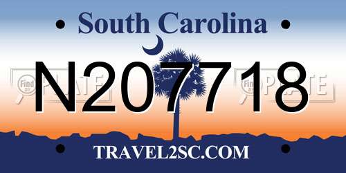 N207718 South Carolina License Plate