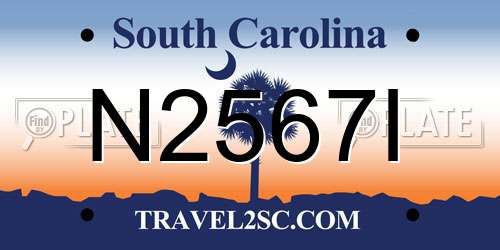 N2567I South Carolina License Plate
