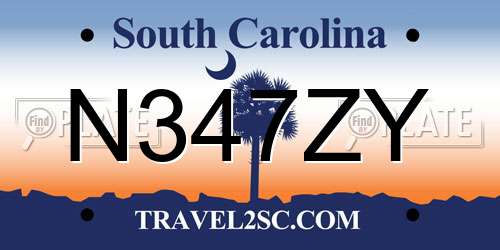 N347ZY South Carolina License Plate