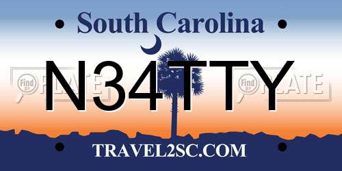N34TTY South Carolina License Plate