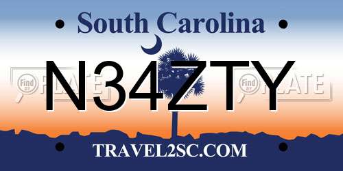 N34ZTY South Carolina License Plate