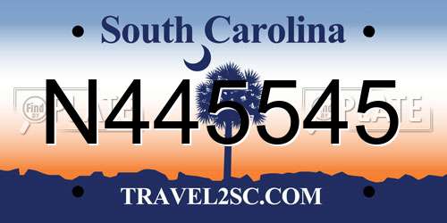 N445545 South Carolina License Plate