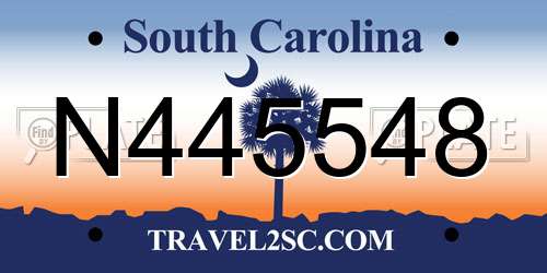 N445548 South Carolina License Plate