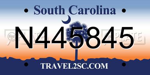 N445845 South Carolina License Plate