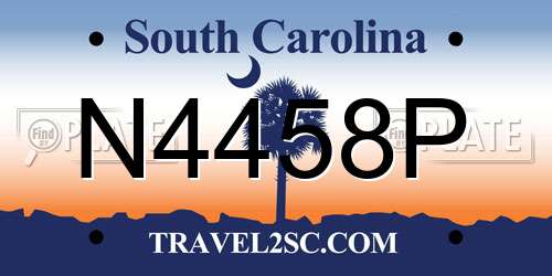 N4458P South Carolina License Plate