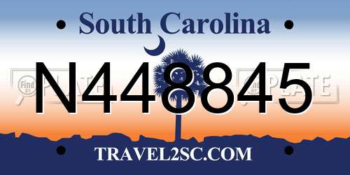 N448845 South Carolina License Plate