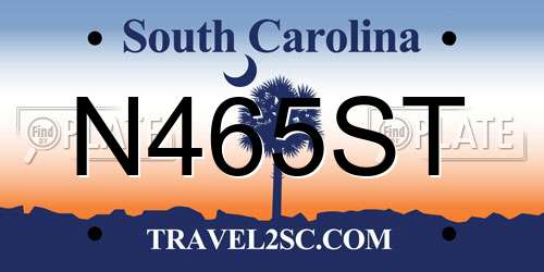 N465ST South Carolina License Plate
