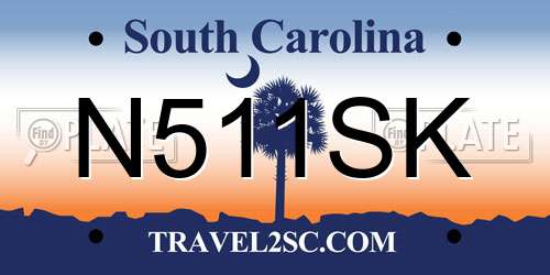 N511SK South Carolina License Plate