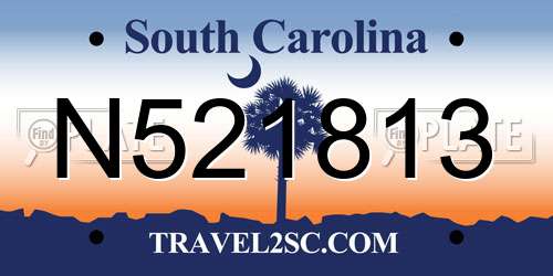 N521813 South Carolina License Plate