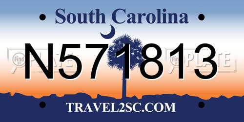 N571813 South Carolina License Plate