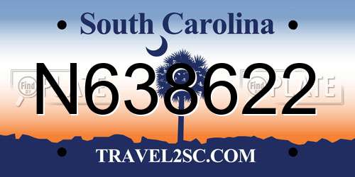 N638622 South Carolina License Plate