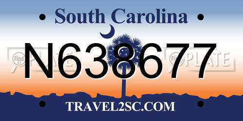 N638677 South Carolina License Plate