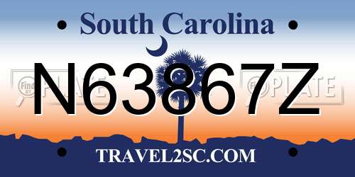 N63867Z South Carolina License Plate