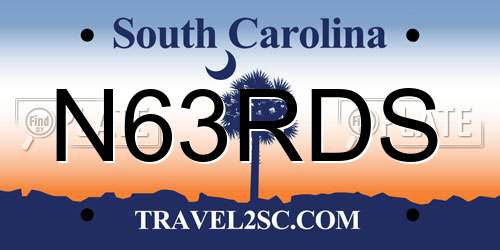 N63RDS South Carolina License Plate