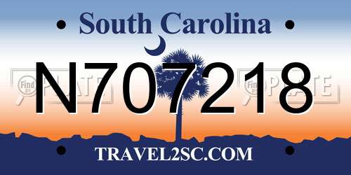N707218 South Carolina License Plate