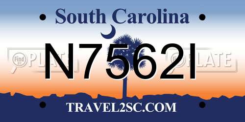 N7562I South Carolina License Plate