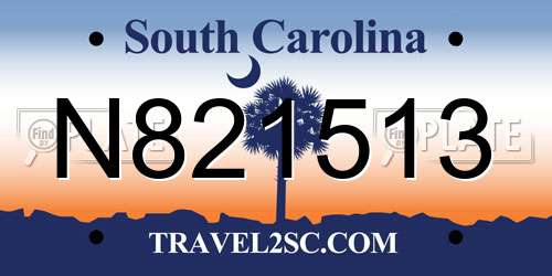 N821513 South Carolina License Plate