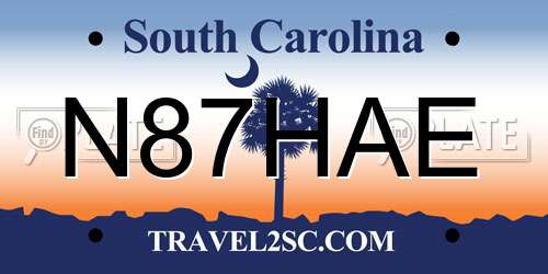 N87HAE South Carolina License Plate