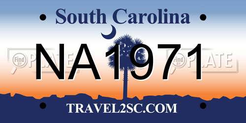 NA1971 South Carolina License Plate