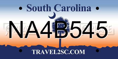 NA4B545 South Carolina License Plate