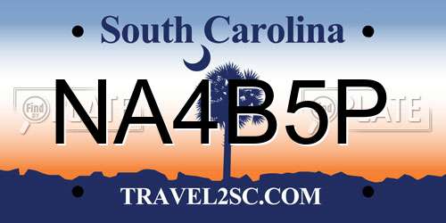 NA4B5P South Carolina License Plate