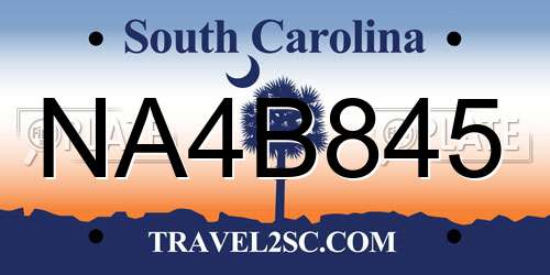 NA4B845 South Carolina License Plate