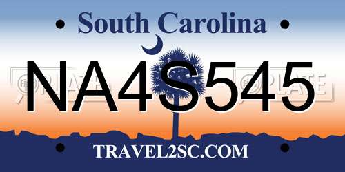 NA4S545 South Carolina License Plate