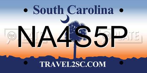 NA4S5P South Carolina License Plate