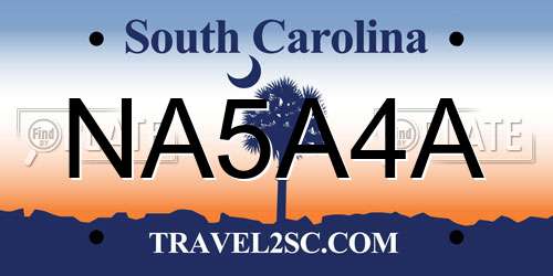 NA5A4A South Carolina License Plate