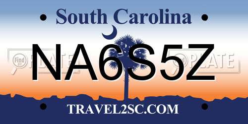 NA6S5Z South Carolina License Plate