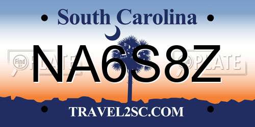 NA6S8Z South Carolina License Plate