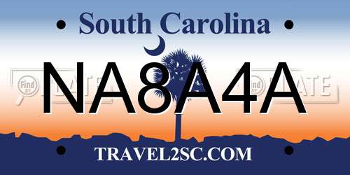NA8A4A South Carolina License Plate