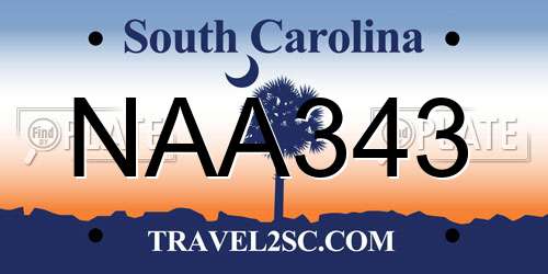 NAA343 South Carolina License Plate