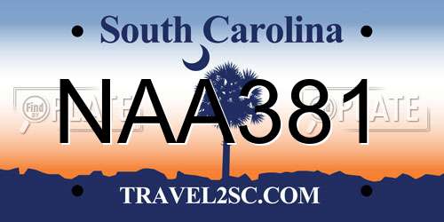 NAA381 South Carolina License Plate