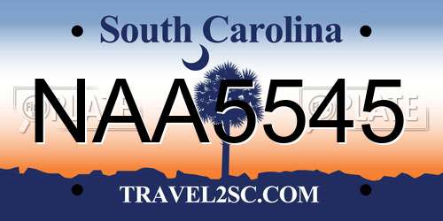 NAA5545 South Carolina License Plate