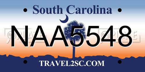 NAA5548 South Carolina License Plate