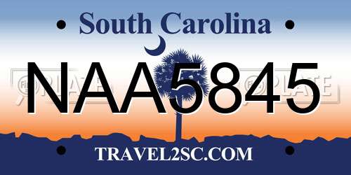 NAA5845 South Carolina License Plate