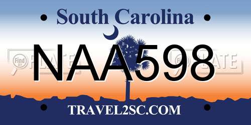 NAA598 South Carolina License Plate
