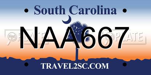 NAA667 South Carolina License Plate