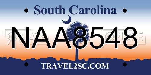 NAA8548 South Carolina License Plate