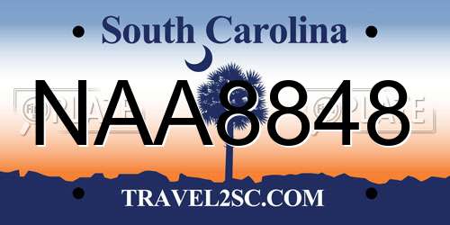 NAA8848 South Carolina License Plate