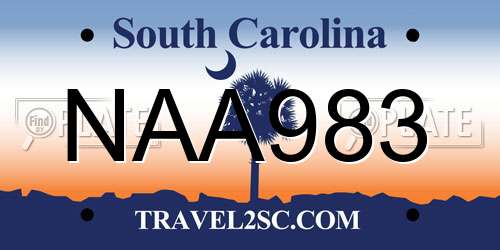 NAA983 South Carolina License Plate