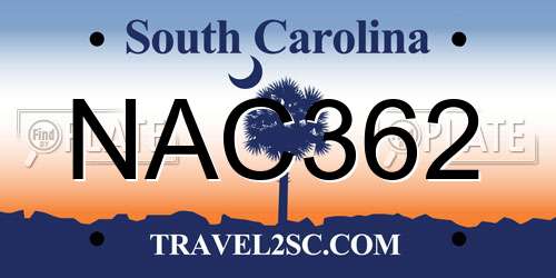 NAC362 South Carolina License Plate