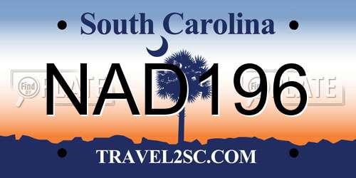 NAD196 South Carolina License Plate