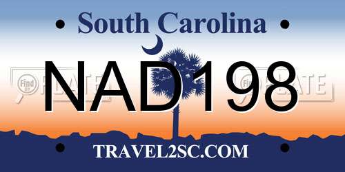 NAD198 South Carolina License Plate
